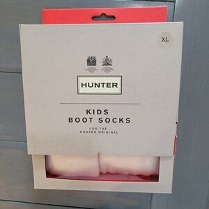 Hunter Kids Hunter White Fleece Welly Boot Socks Size XL
